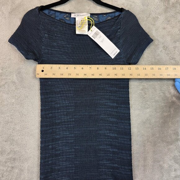 BCBGeneration Dress Womens XS/S Blue Cloudy Sky Knit Bodycon Short Sleeve - Picture 8 of 11